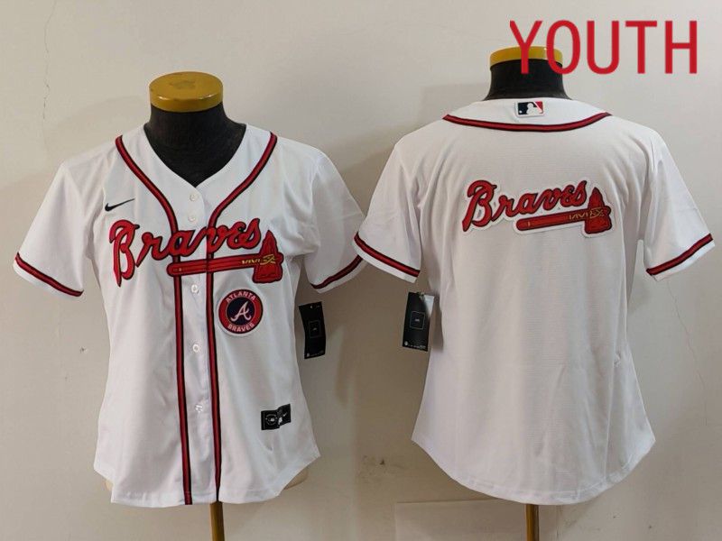 Youth Atlanta Braves Blank White Game 2024 Nike MLB Jersey style 4->->